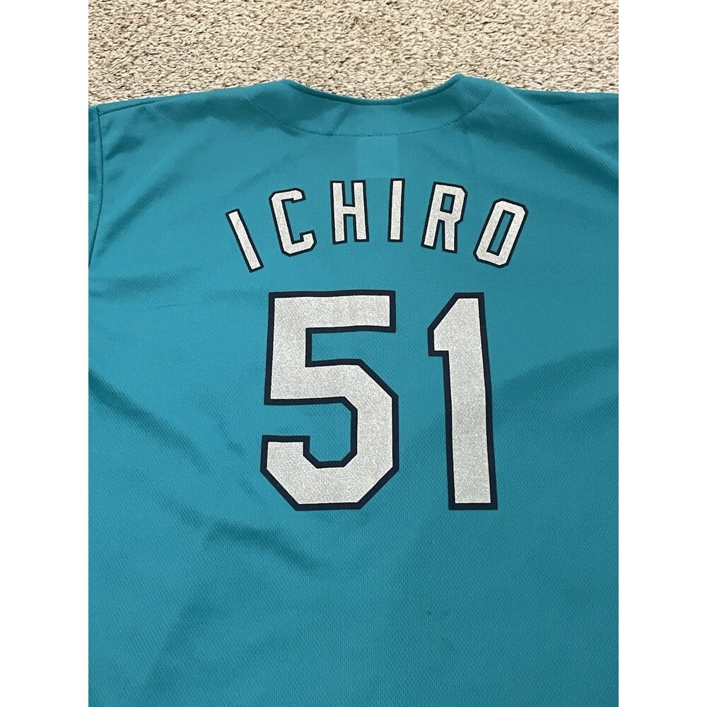 Ichiro Suzuki Teal Mariners Men's Jersey XLarge Baseball MLB - Picture 4 of 4